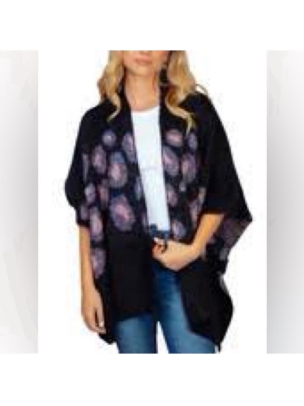 Knit Chunky Oversized Poncho Style Sweater Cardigan Sz L/XL Open Front Soft Cozy